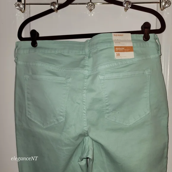 Old Navy Seafoam Green Rockstar mid-rise jeans Sz: 16 NWT - Picture 2 of 8